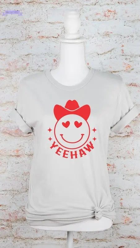 Yeehaw Smiley Heart Valentine Graphic Tee Ocean and 7th