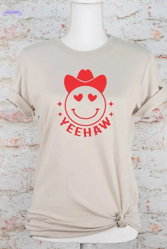 Yeehaw Smiley Heart Valentine Graphic Tee Ocean and 7th