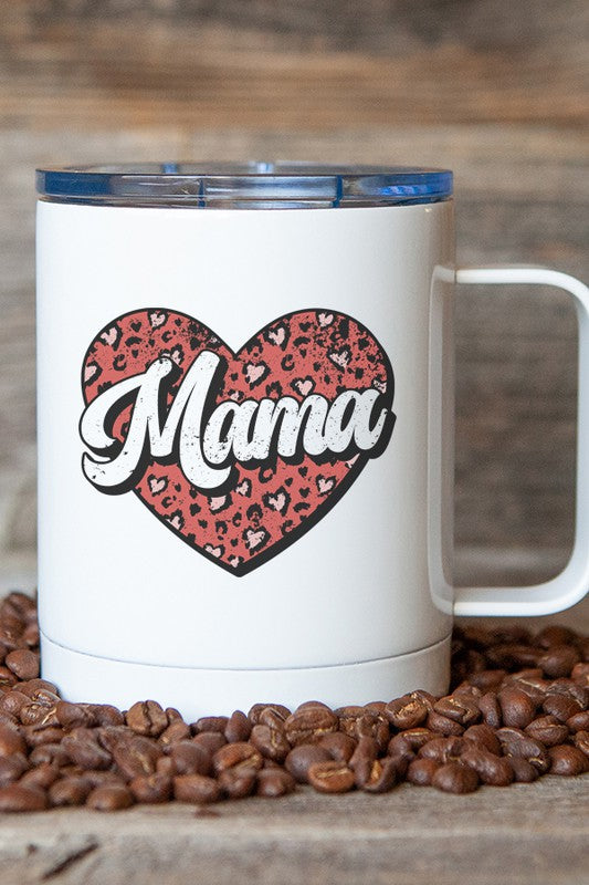 Valentine's Day Mama Red Heart Travel Mug - Aaria Tees