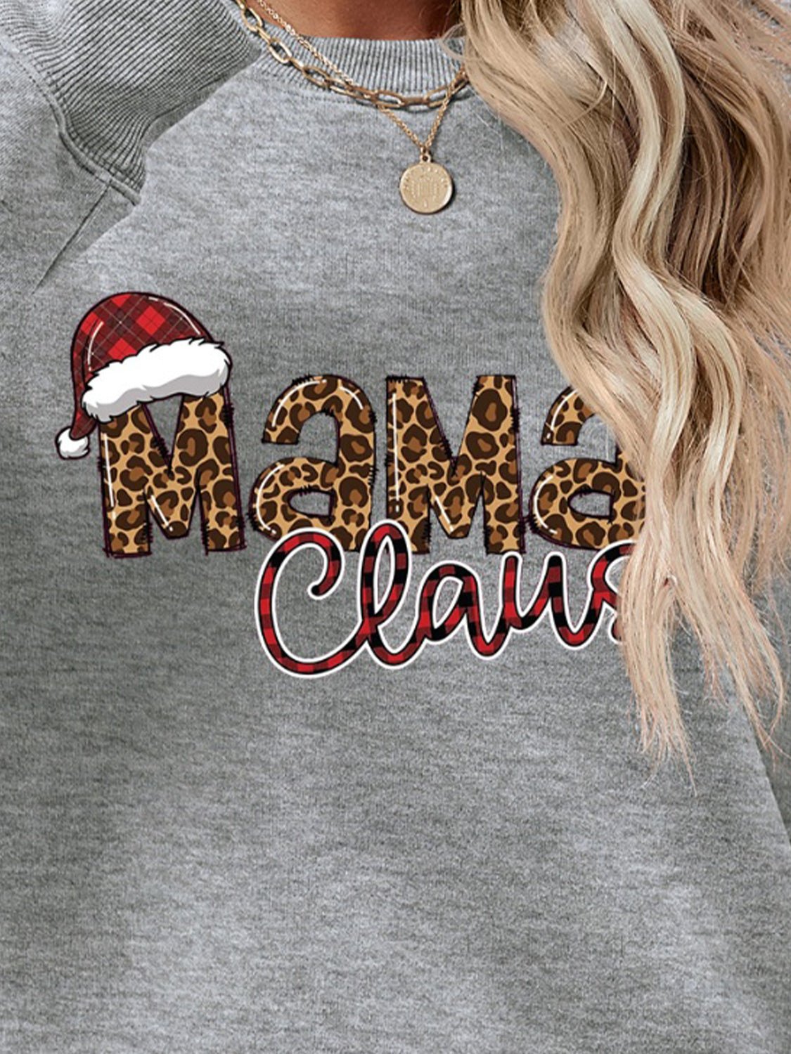 Round Neck Letter Graphic Long Sleeve Sweatshirt - Aaria Tees Aaria Tees