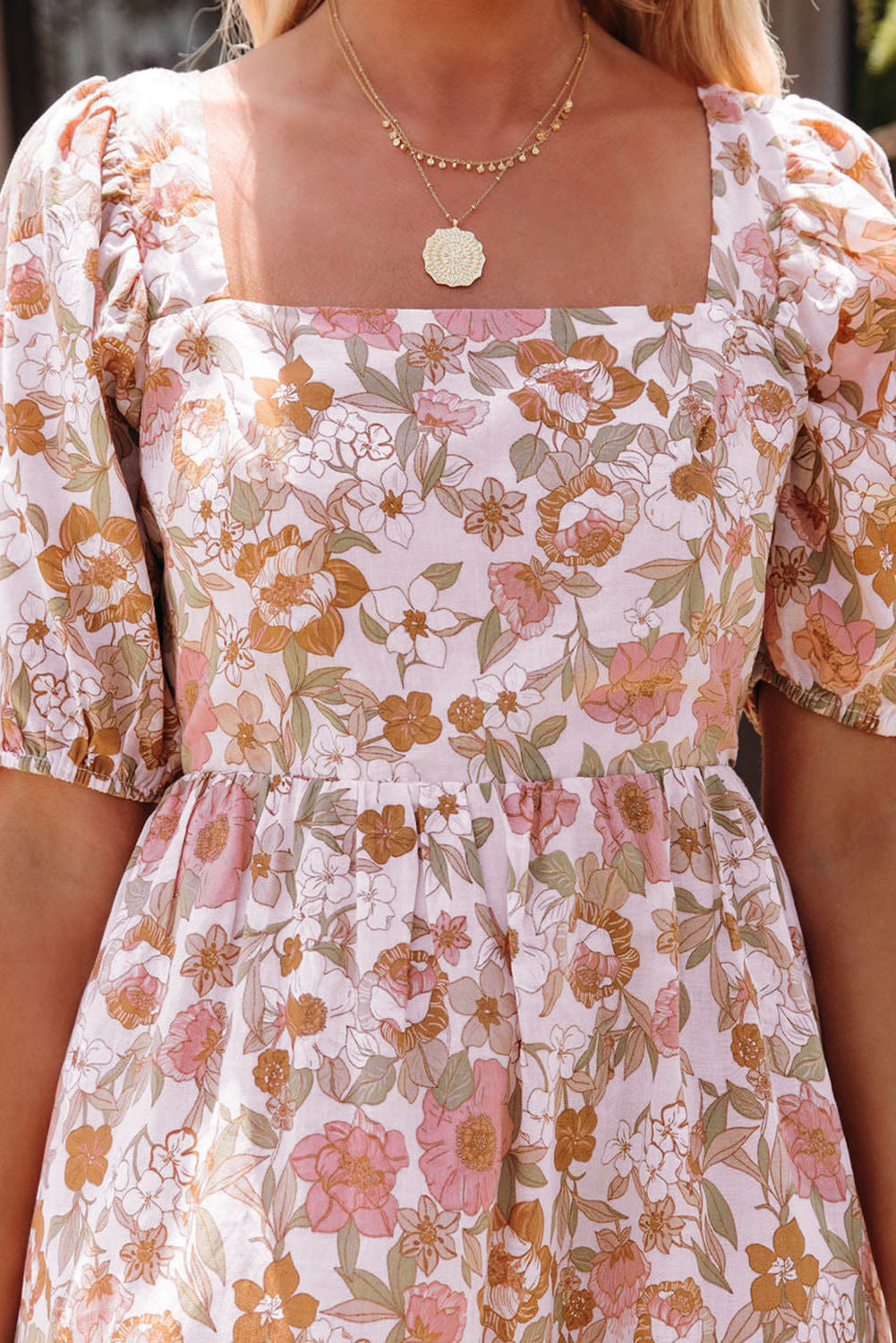 Sloan Floral Print Bow Knot Backless Square Neck Mini Dress - Aaria Tees