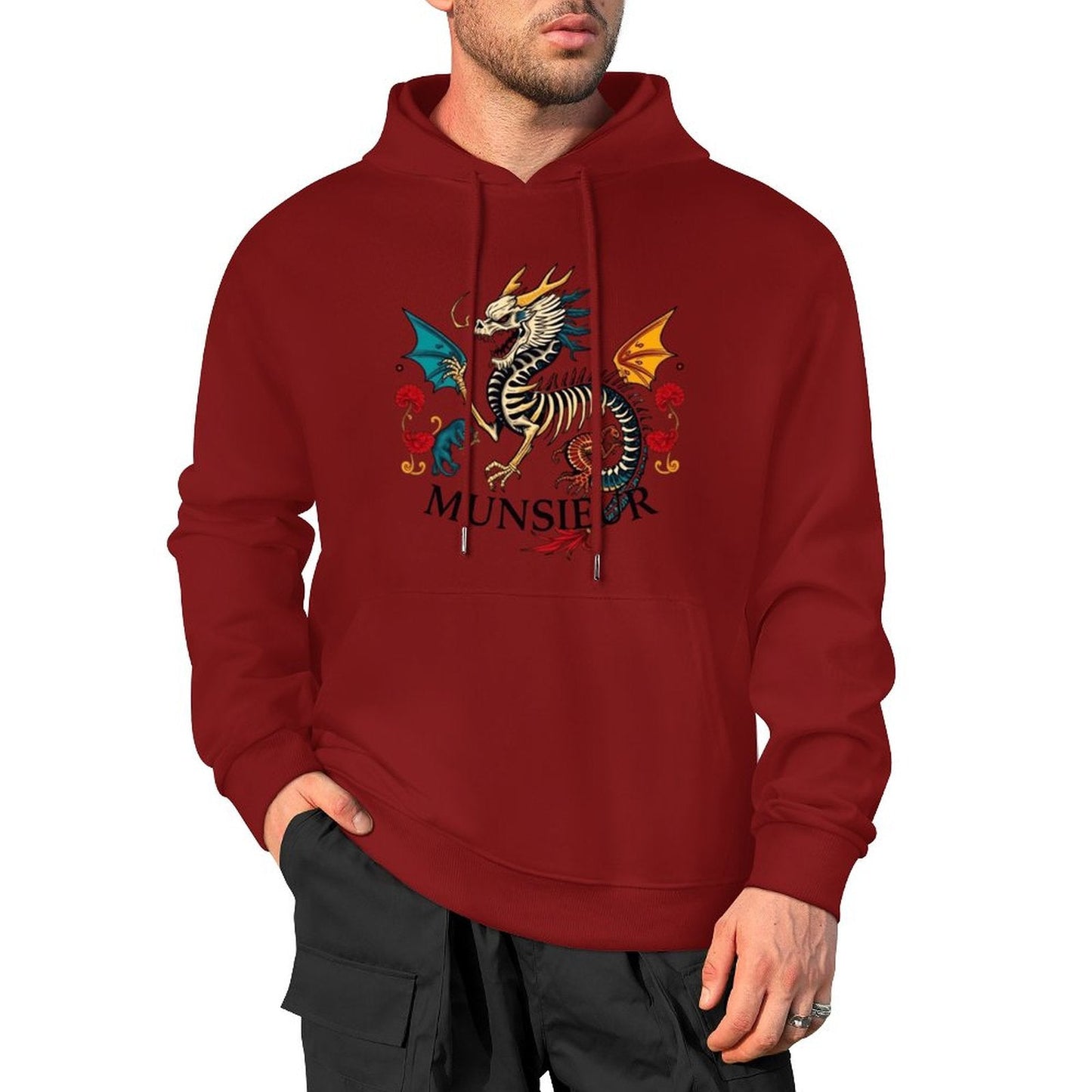 Munsieur Inferno Crest: Dragon Hoodie for Men