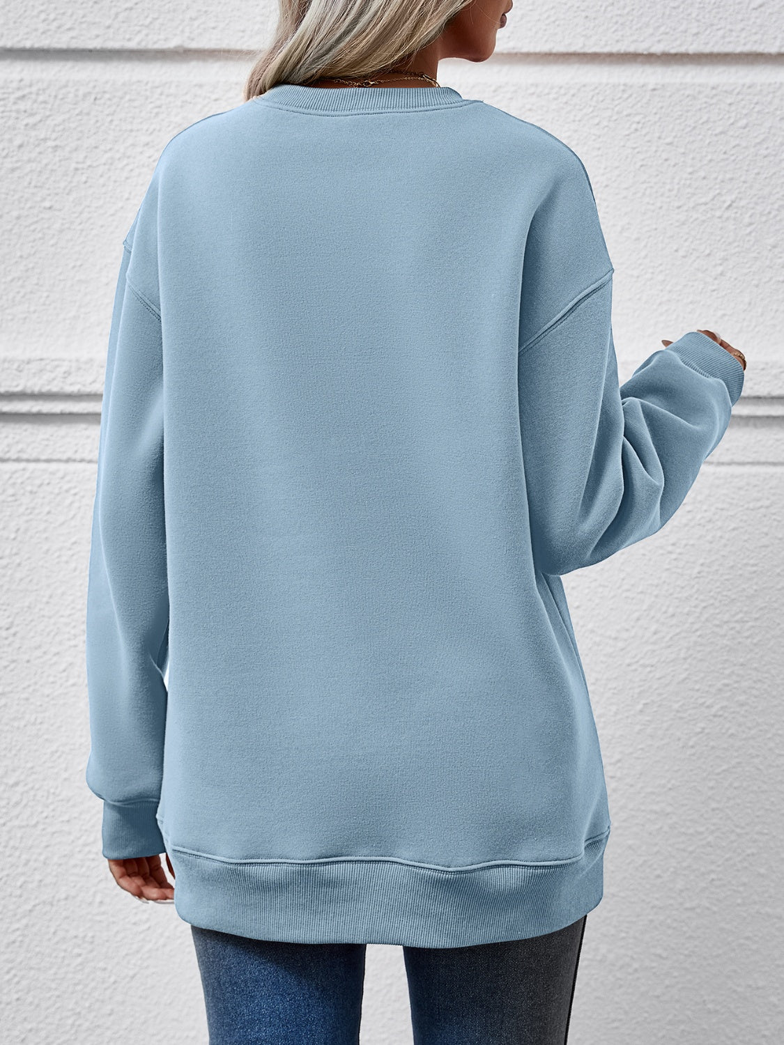 Round Neck Graphic Long Sleeve Sweatshirt - Aaria Tees Aaria Tees