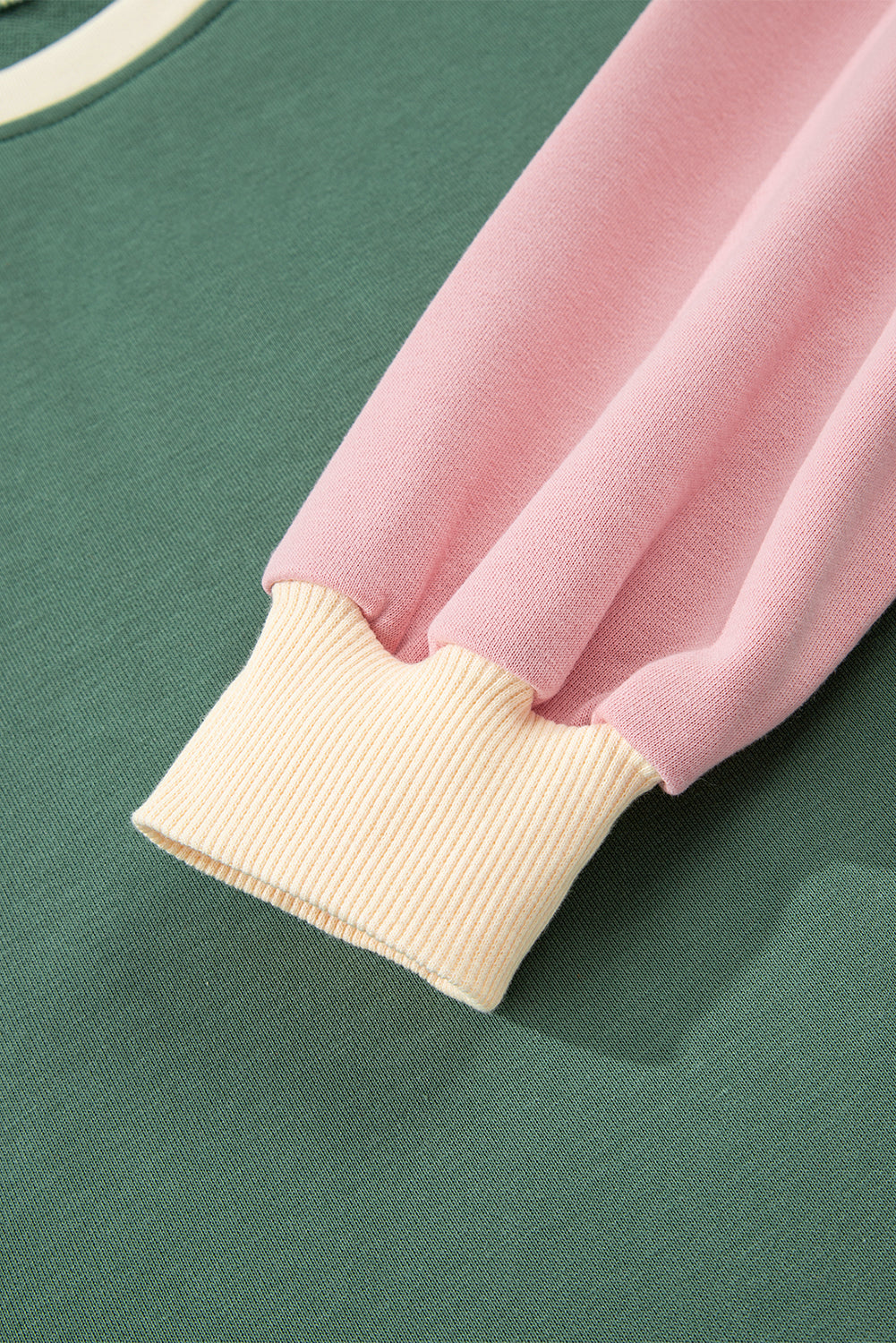 Light Pink 2pcs Color Block Pullover Loose Pant Set
