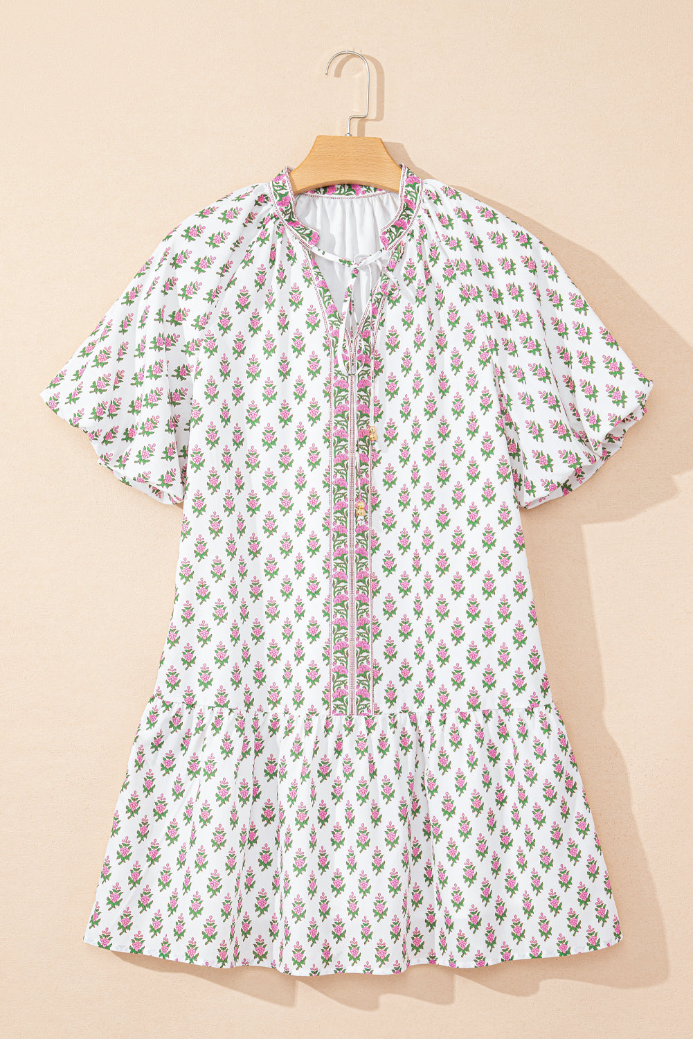 Jaycee Floral Neck Tie Ruffled Dress