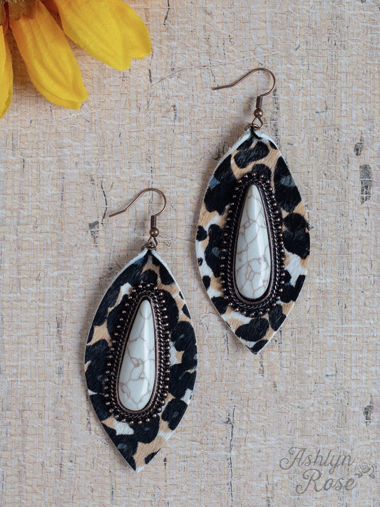 Say Howdy Rain Drop with Center Stone, Multi Leopard