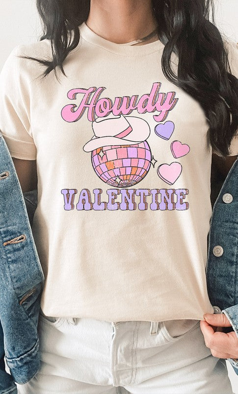 Western Disco Ball Heart Valentine Graphic Tee - Aaria Tees
