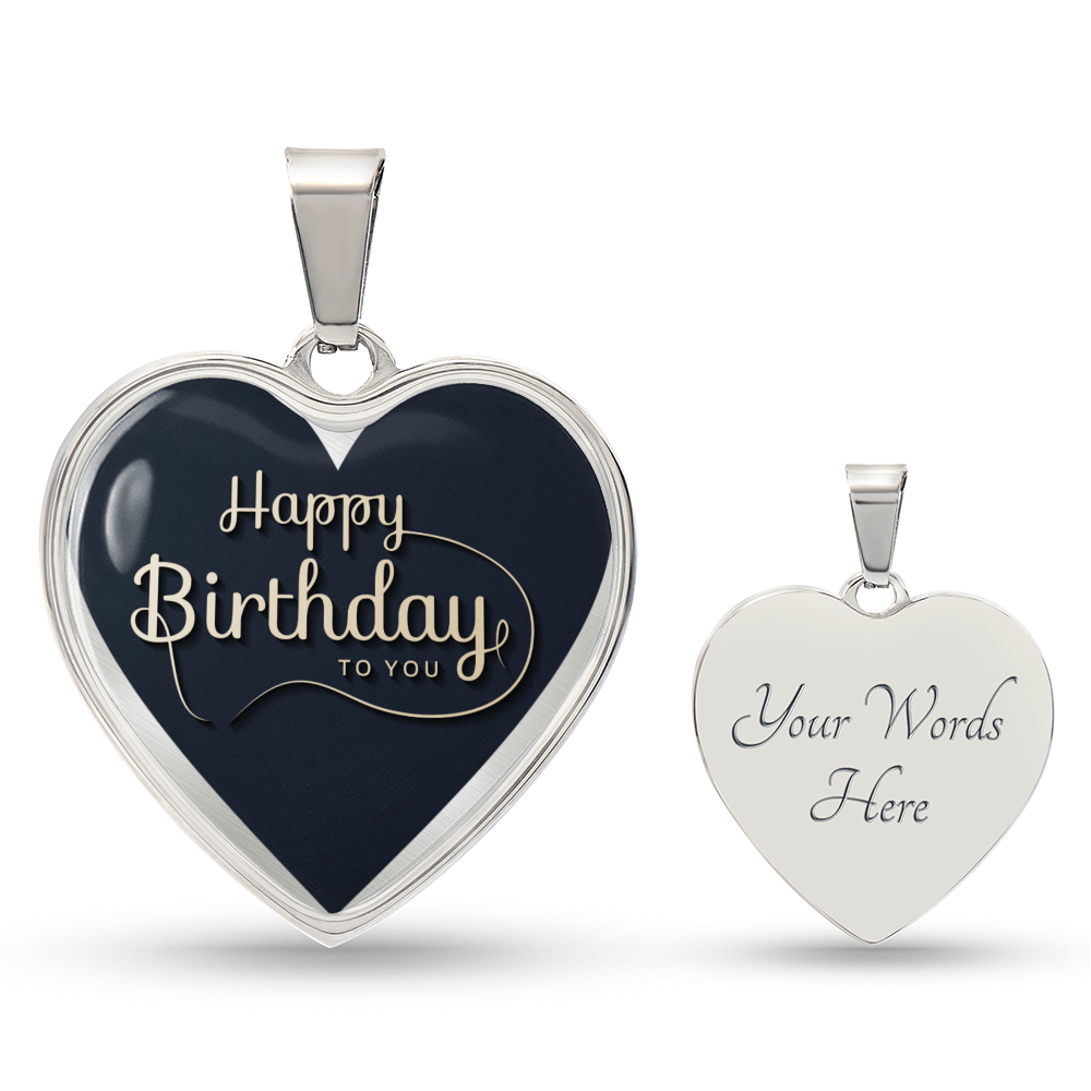 Happy Birthday to You Black Heart Graphic Necklace