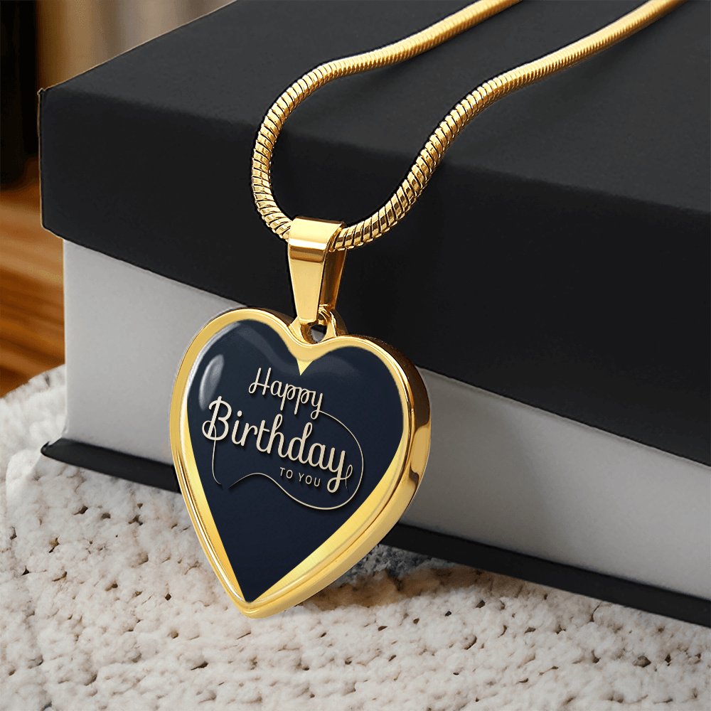 Happy Birthday to You Black Heart Graphic Necklace