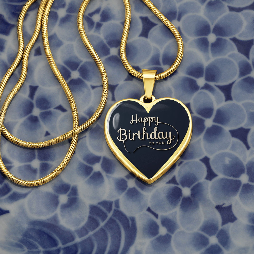 Happy Birthday to You Black Heart Graphic Necklace