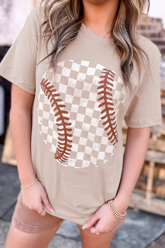 Jet Stream Checkered Baseball Graphic Tee Aaria Tees