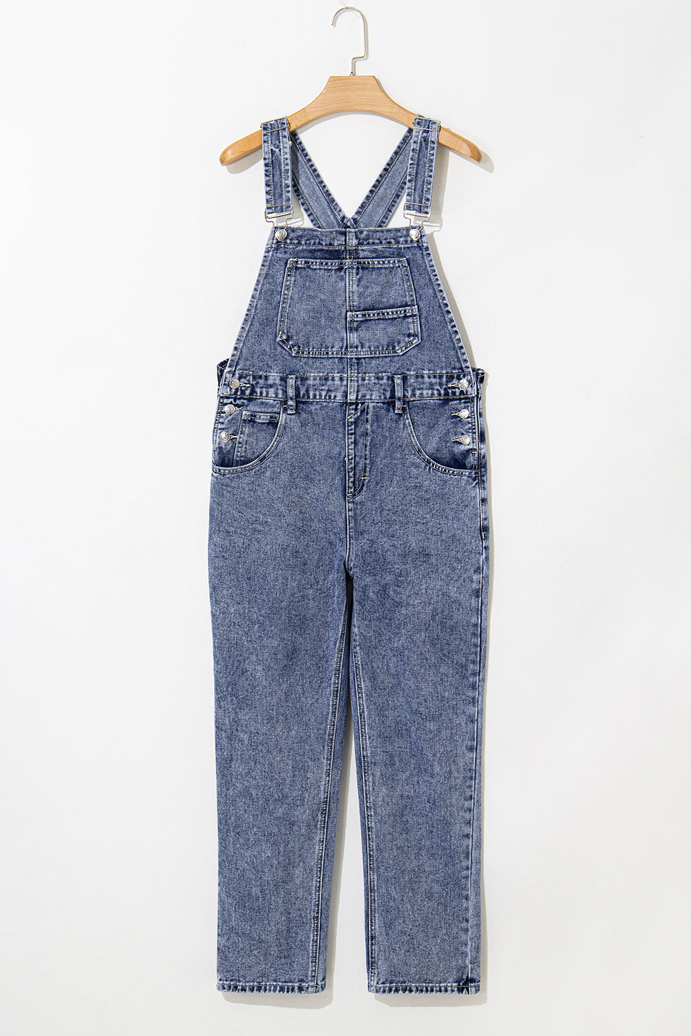 Piper Denim Straight Leg Jumpsuit with Pockets - Aaria Tees