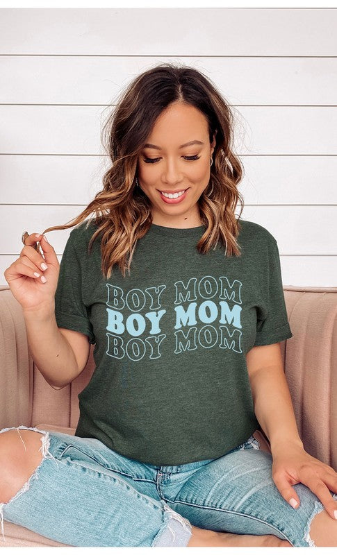 Retro Boy Mom Graphic Tee - Aaria Tees Aaria Tees