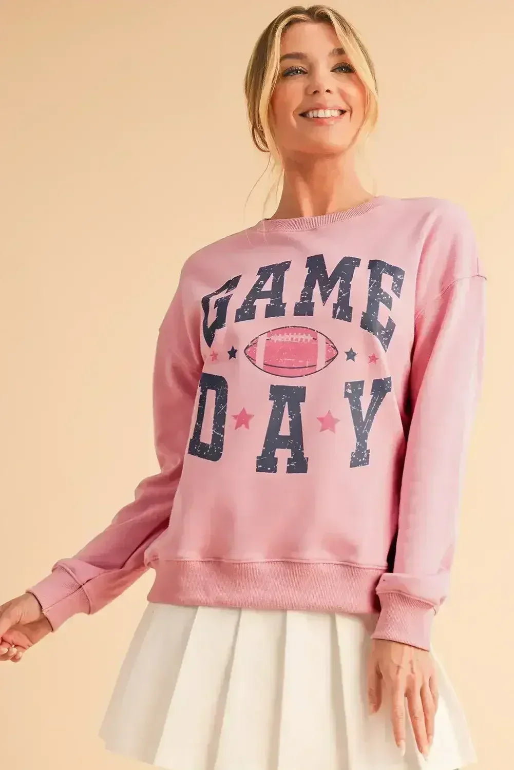 Pink Rugby GAME DAY Graphic Drop Shoulder Sweatshirt