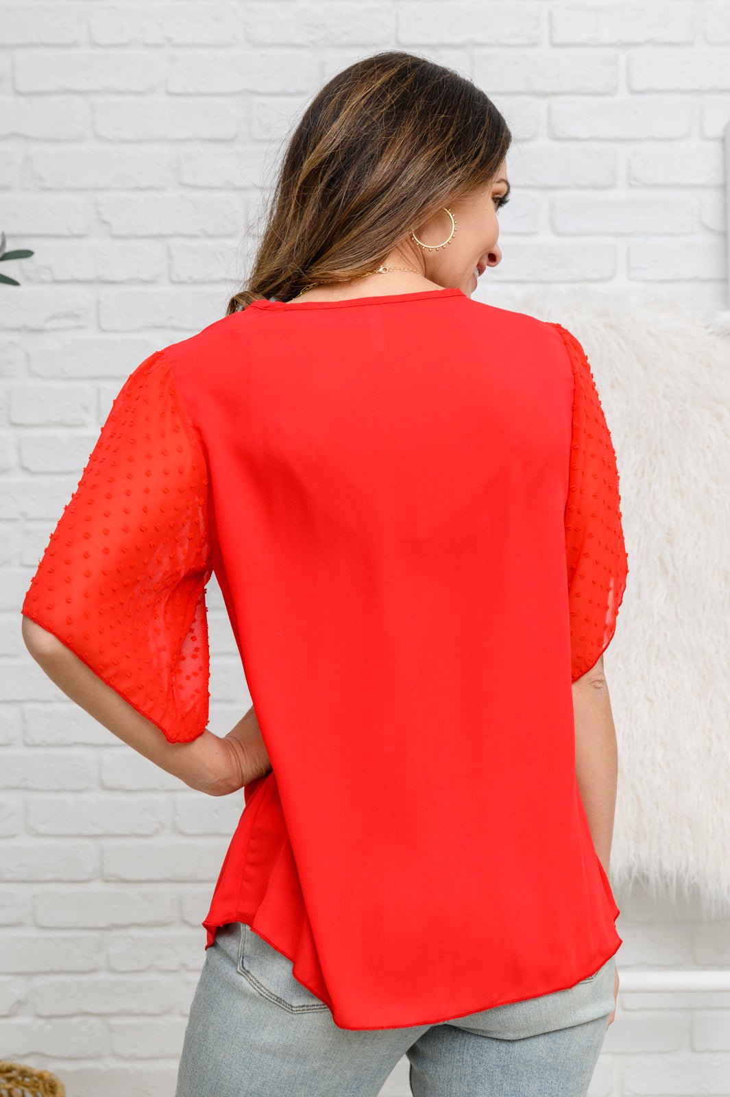 Best Of My Love Short Sleeve Blouse In Red (Online Exclusive)