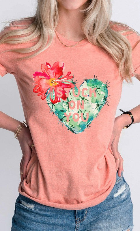 Blooming Cactus Stuck on You PLUS SIZE Graphic Tee - Aaria Tees