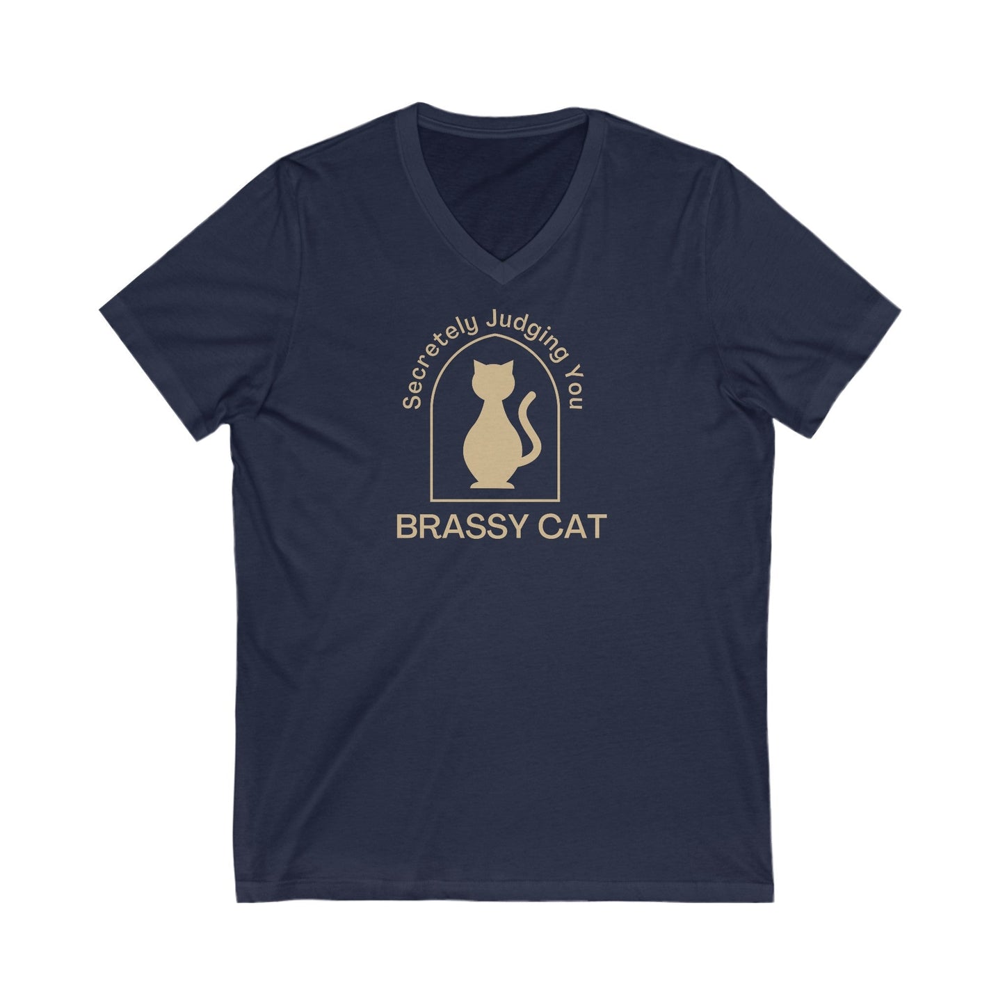 Brassy Cat Unisex Jersey Short Sleeve V-Neck Tee