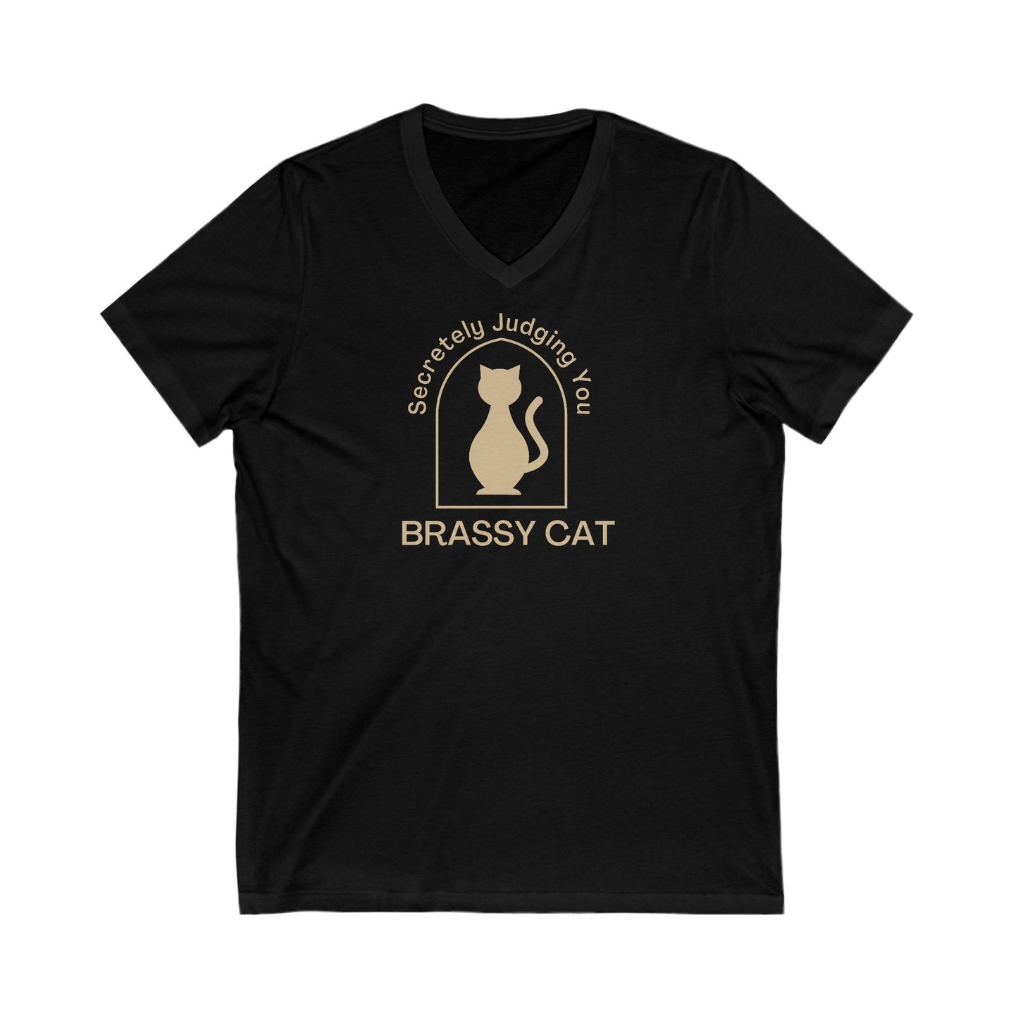 Brassy Cat Unisex Jersey Short Sleeve V-Neck Tee