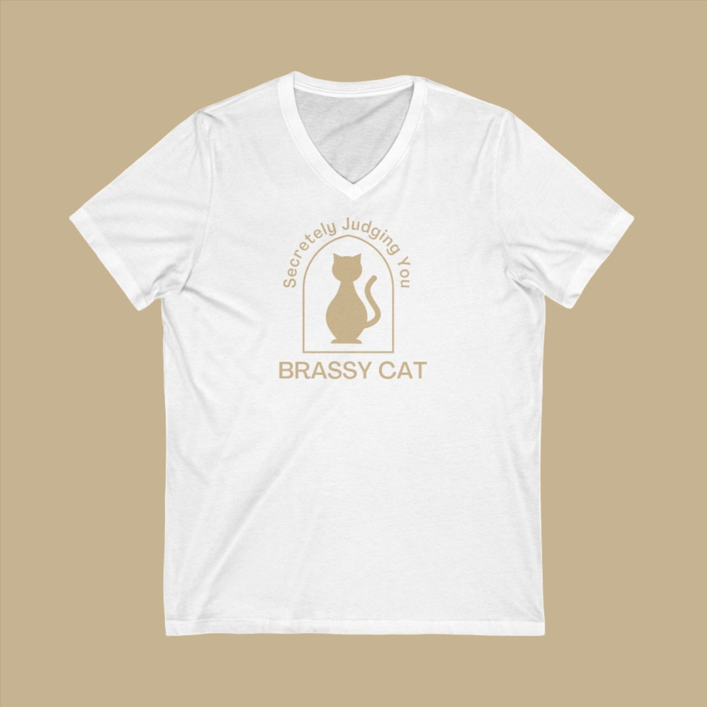 Brassy Cat Unisex Jersey Short Sleeve V-Neck Tee