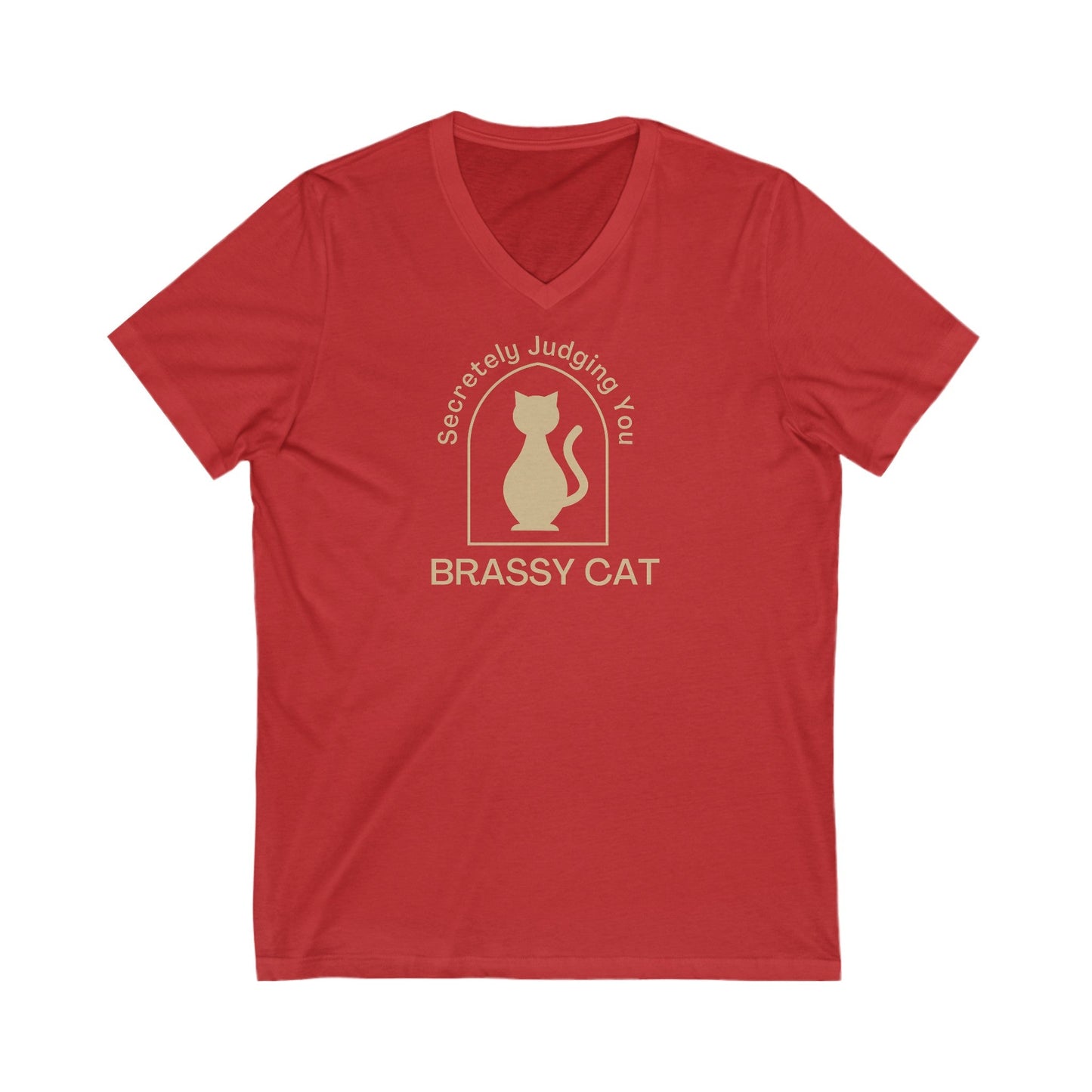 Brassy Cat Unisex Jersey Short Sleeve V-Neck Tee
