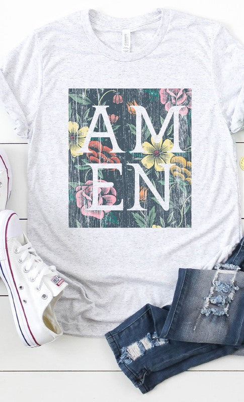 Floral Amen Graphic Tee - Aaria Tees