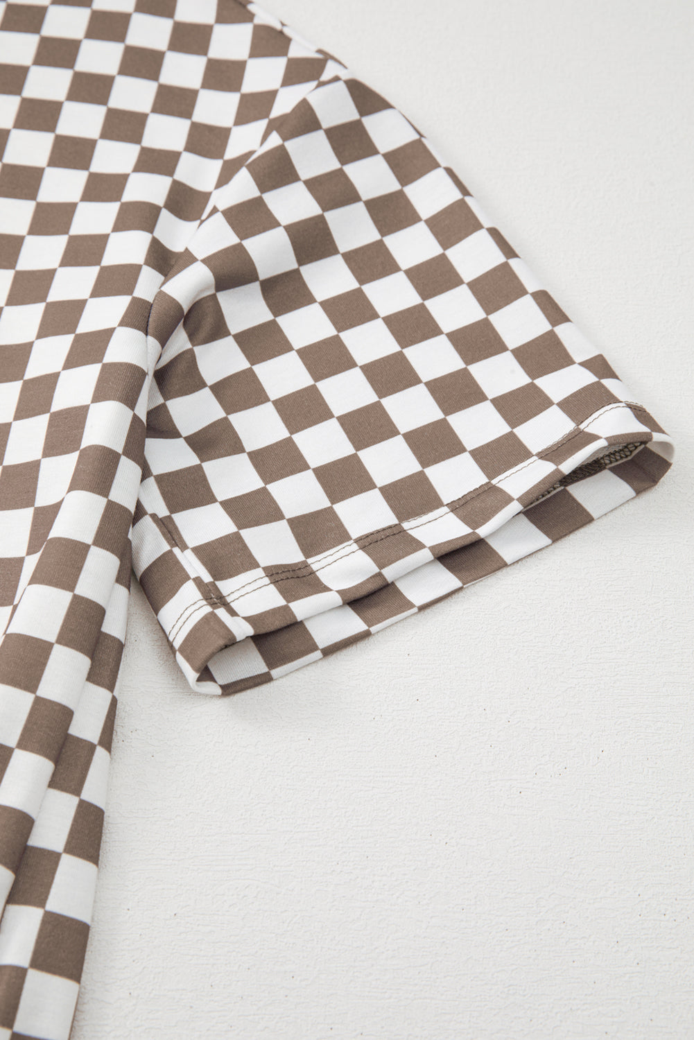 Brown Checkered Top and Short Casual 2pcs Set Aaria Tees