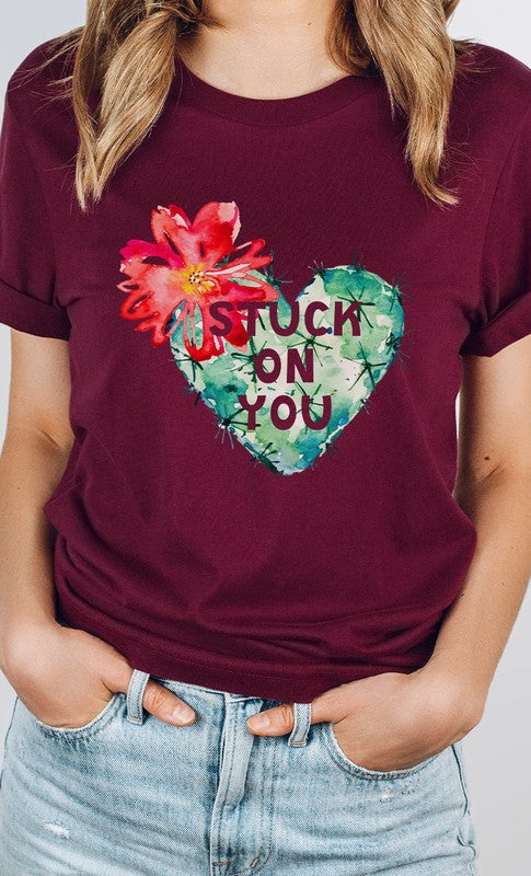 Blooming Cactus Stuck on You PLUS SIZE Graphic Tee - Aaria Tees
