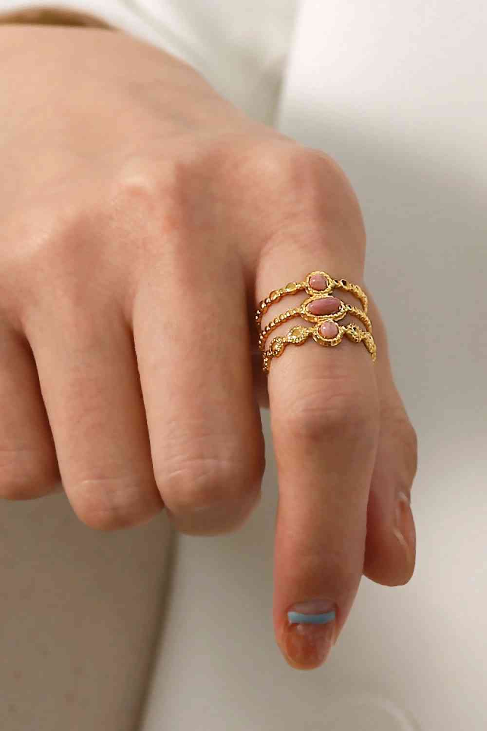 Triple-Layered Stainless Steel Open Ring - Aaria Tees