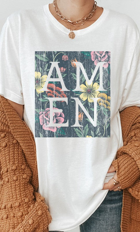 Floral Amen Graphic Tee - Aaria Tees