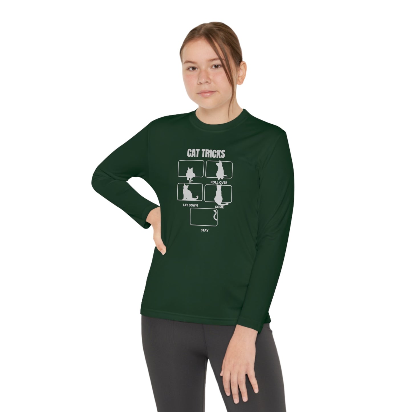 Cat Tricks Youth Long Sleeve Competitor Tee