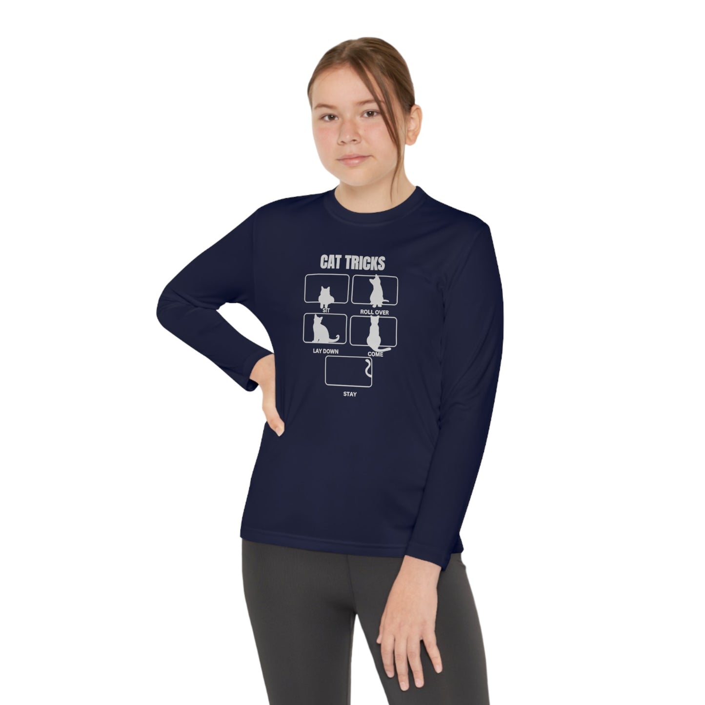 Cat Tricks Youth Long Sleeve Competitor Tee