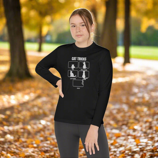 Cat Tricks Youth Long Sleeve Competitor Tee