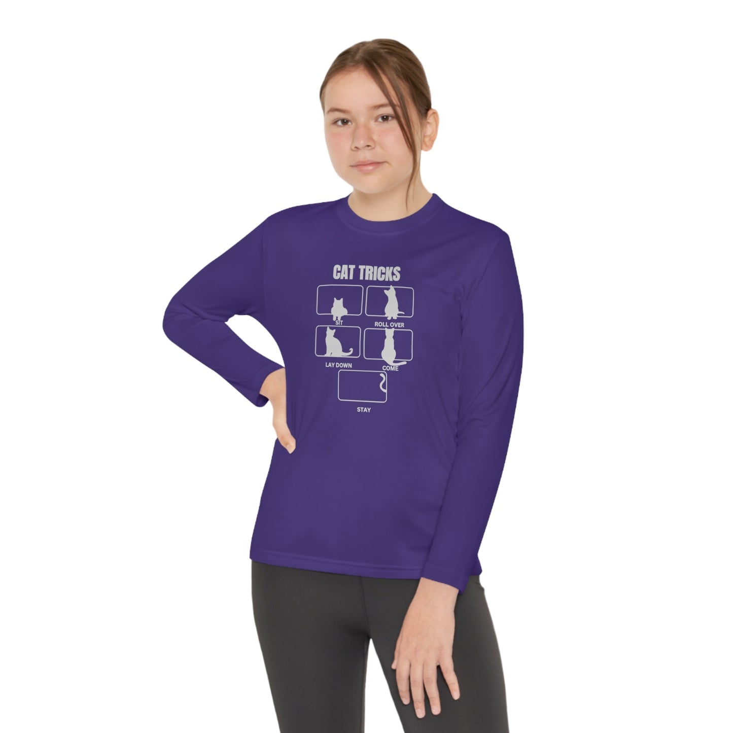 Cat Tricks Youth Long Sleeve Competitor Tee