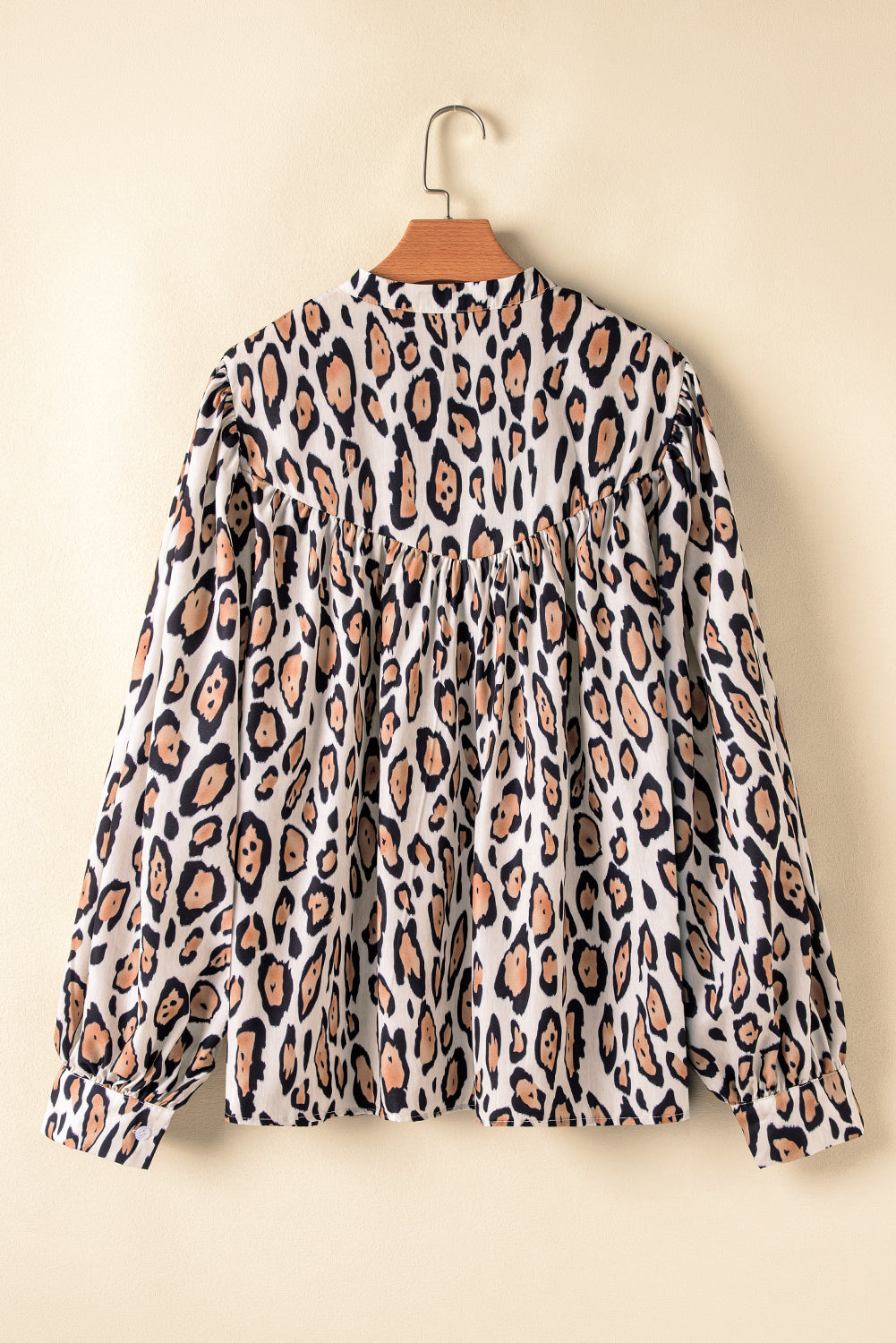 Jet Stream Oversized Leopard Print Balloon Sleeve Casual Shirt - Aaria Tees