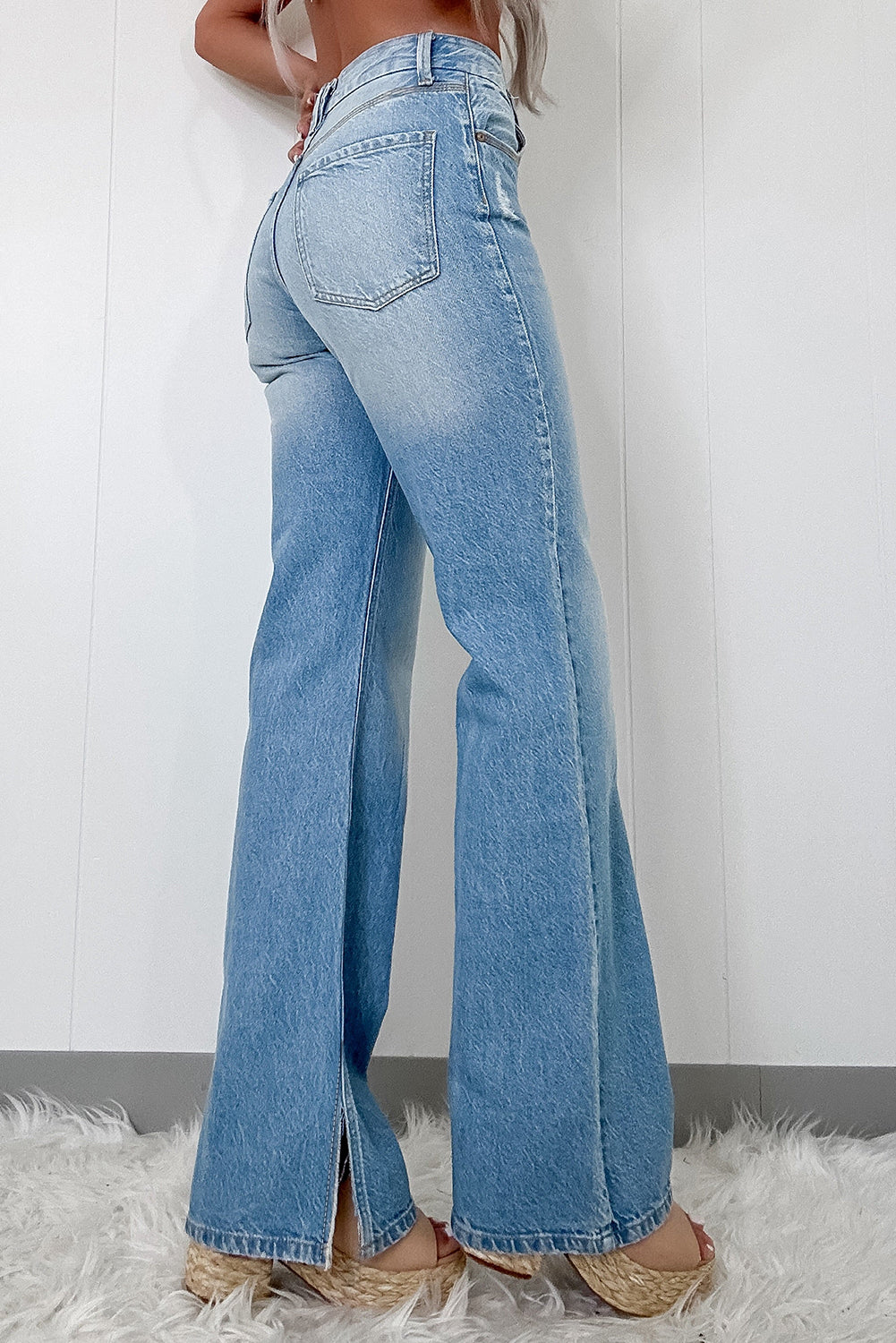 Myosotis High Rise Shift Slit Leg Straight Jeans - Aaria Tees Aaria Tees