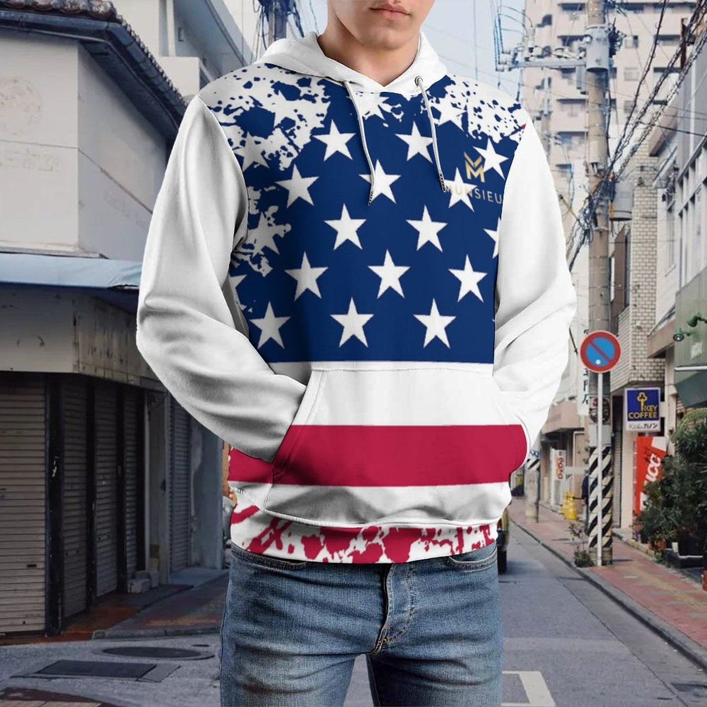 **Summer Sale** Munsieur Men's Graphic America's Pride Hoodie