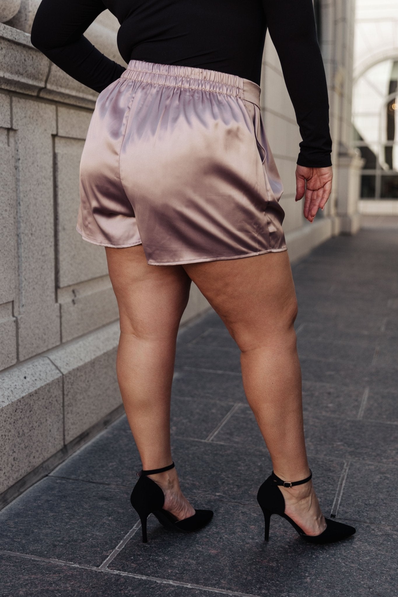 Champagne and Roses Satin Shorts (Online Exclusive)