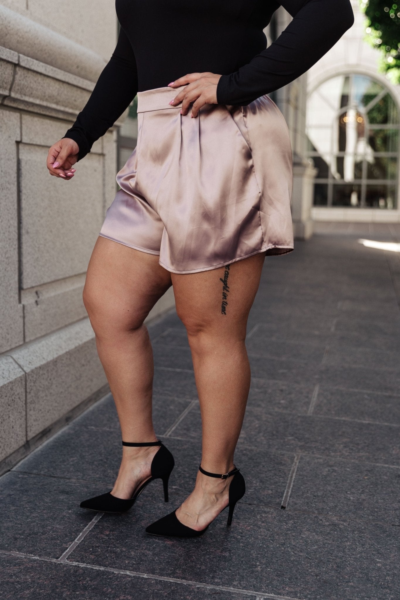 Champagne and Roses Satin Shorts (Online Exclusive)