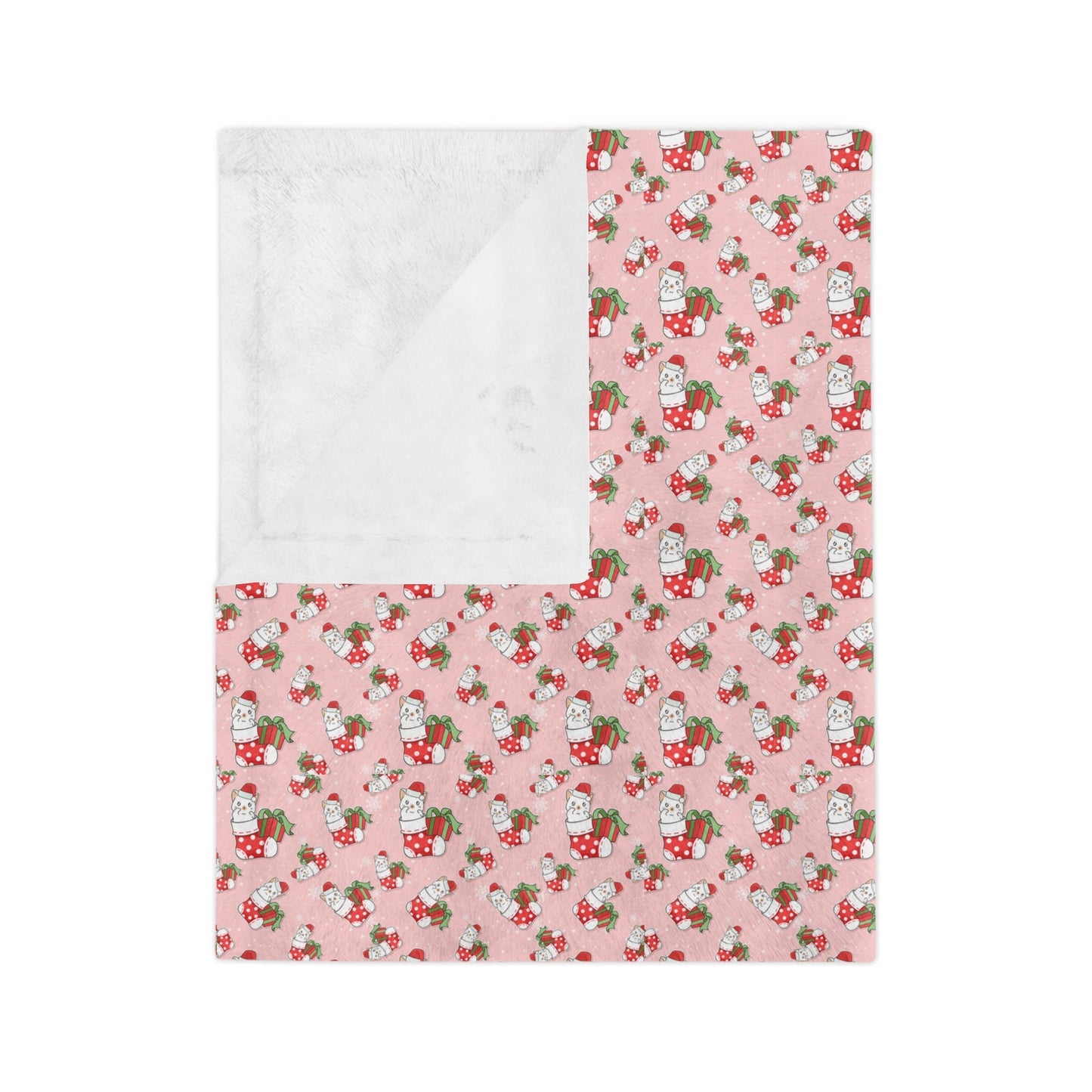 Christmas Stocking Kitty Velveteen Minky Blanket