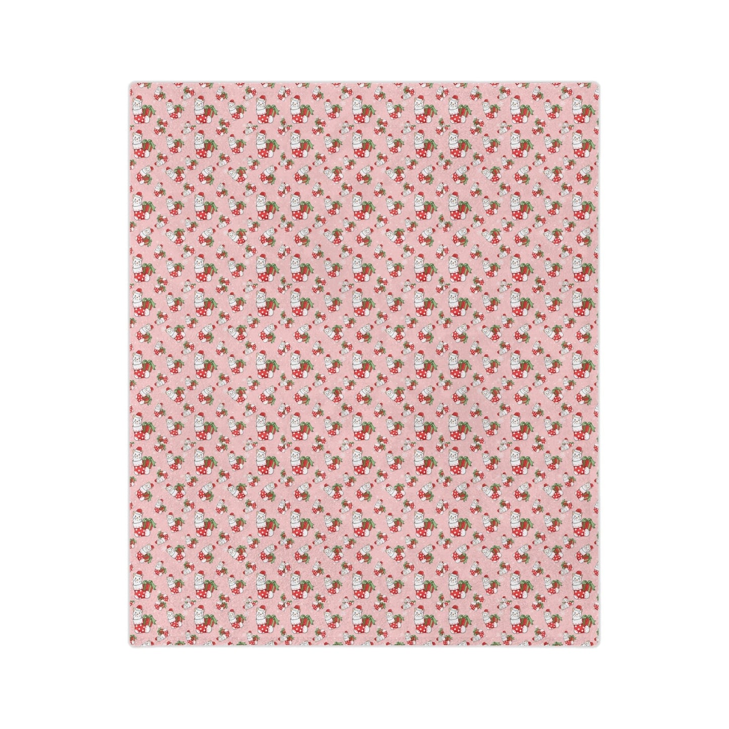 Christmas Stocking Kitty Velveteen Minky Blanket