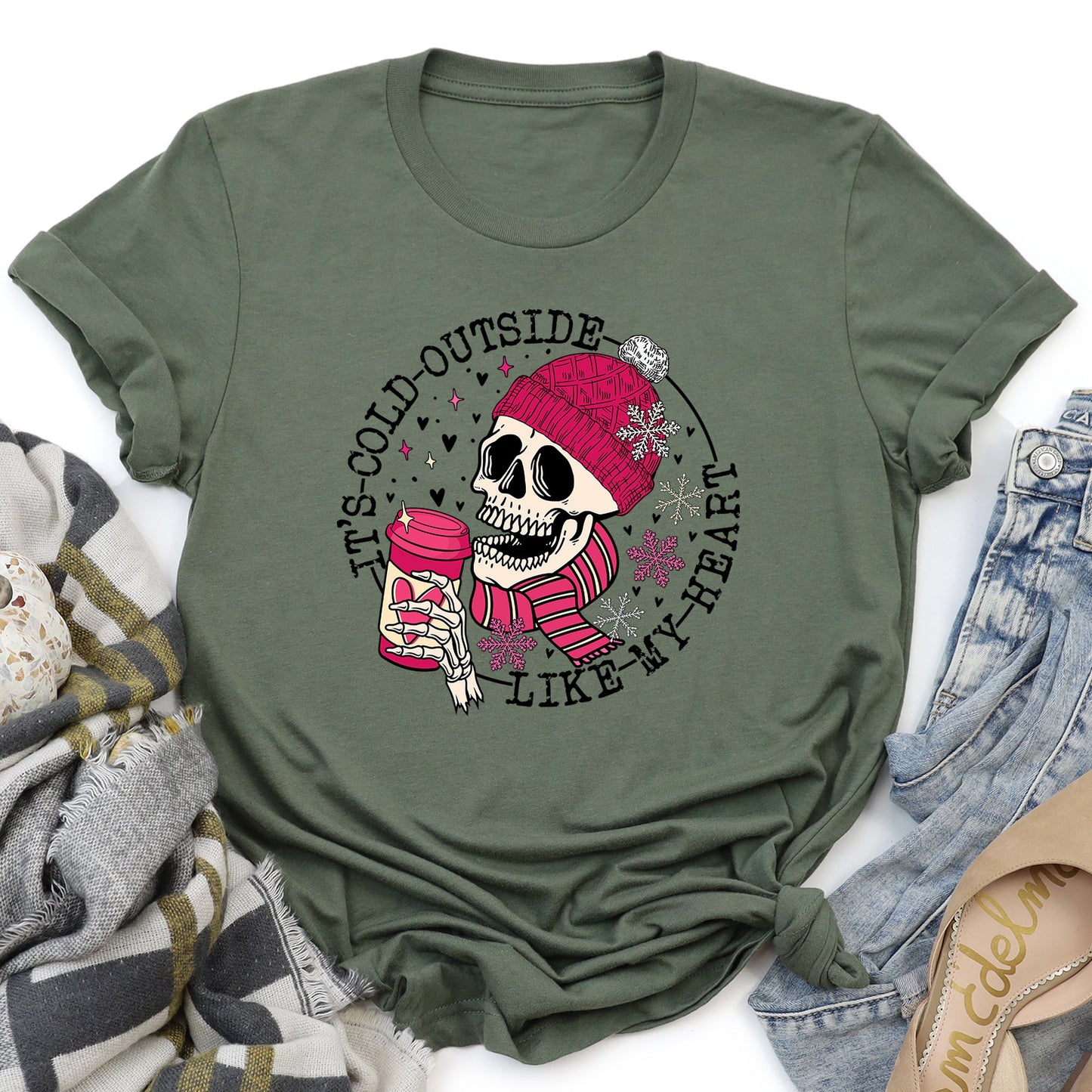 It's Cold Outside, Skeleton, Heart, Super Soft Tshirt, Valentine's Day