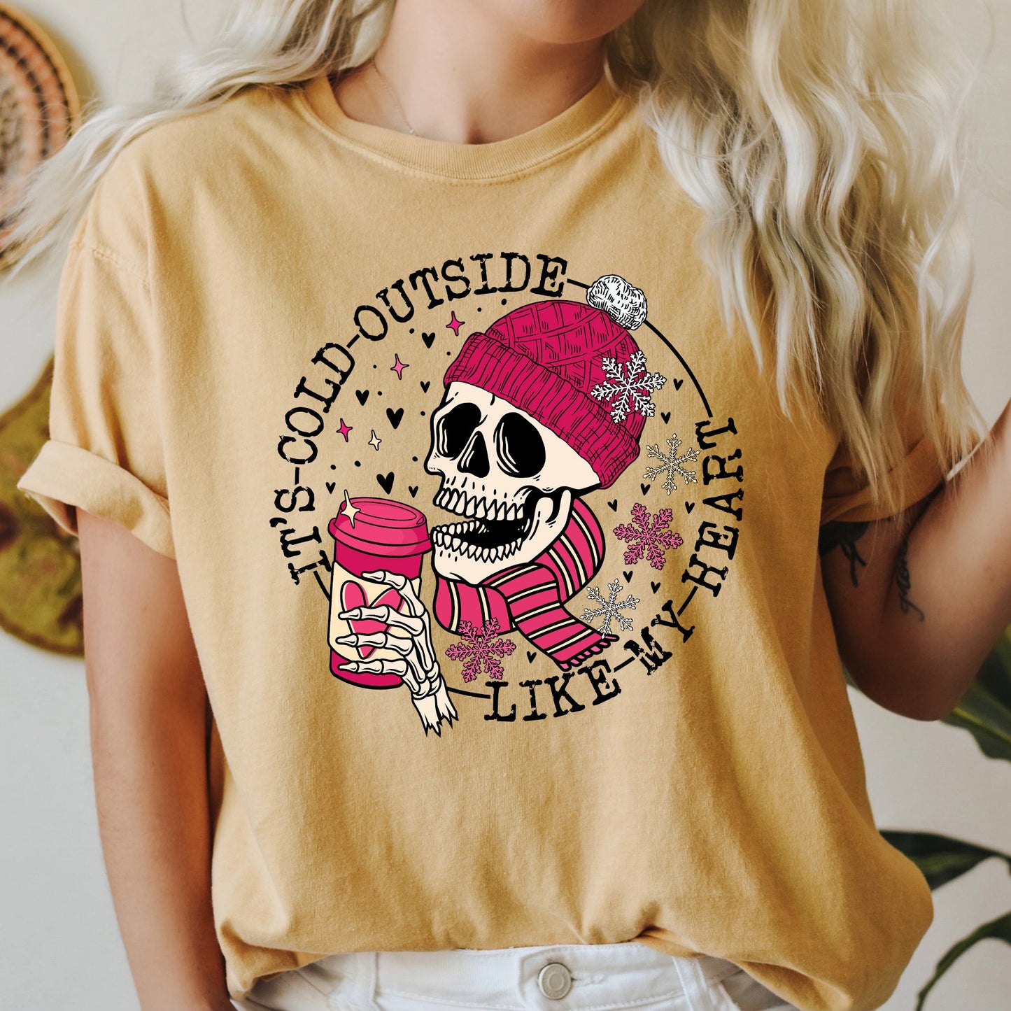 It's Cold Outside, Skeleton, Heart, Comfort Colors Tshirt, Valentine's Day