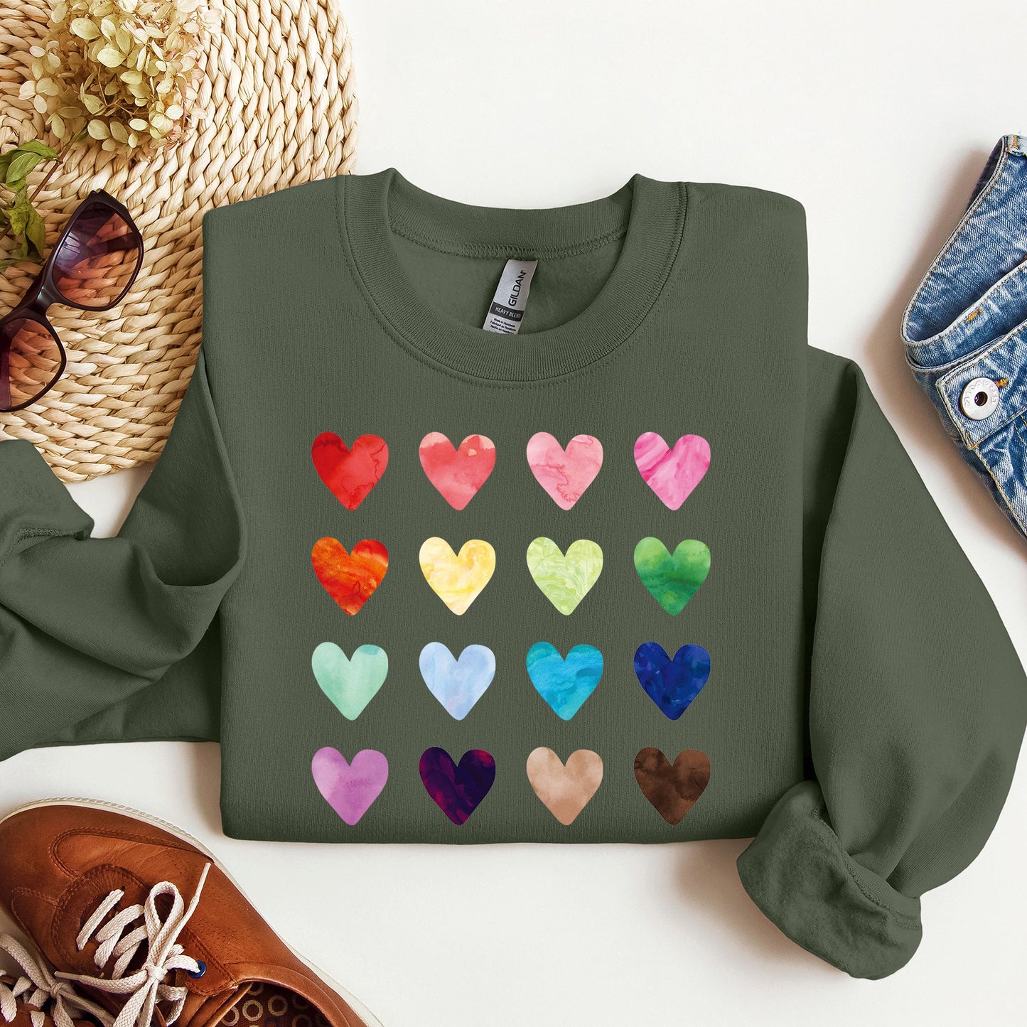 Colorful Hearts, Rainbow, Love, Sweatshirt, Valentine's Day