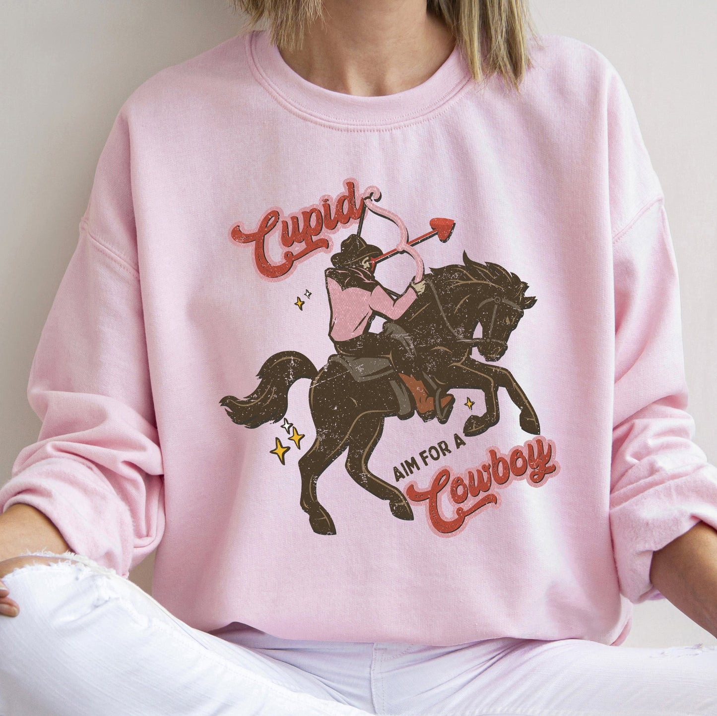 Cupid Aim For A Cowboy, Horse, Western, Country, Sweatshirt, Valentine's Day