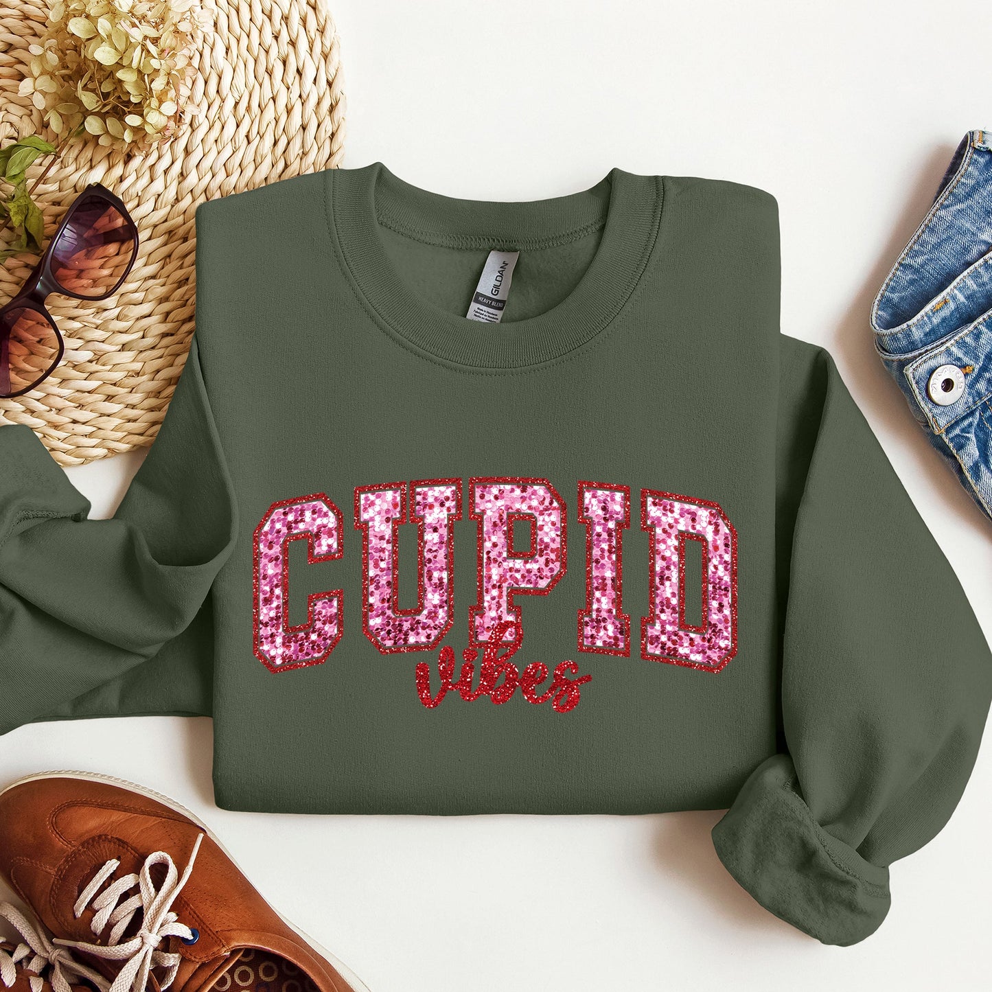 Cupid Vibes, Collegiate, Love, Sweatshirt, Valentine's Day