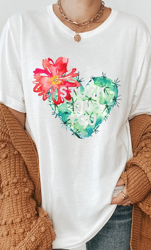 Blooming Cactus Stuck on You PLUS SIZE Graphic Tee - Aaria Tees