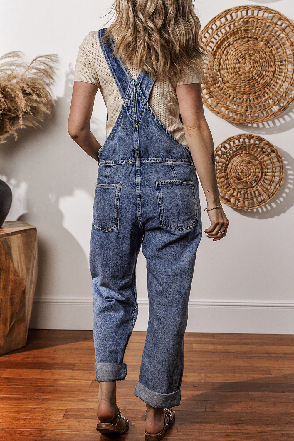 Piper Denim Straight Leg Jumpsuit with Pockets - Aaria Tees