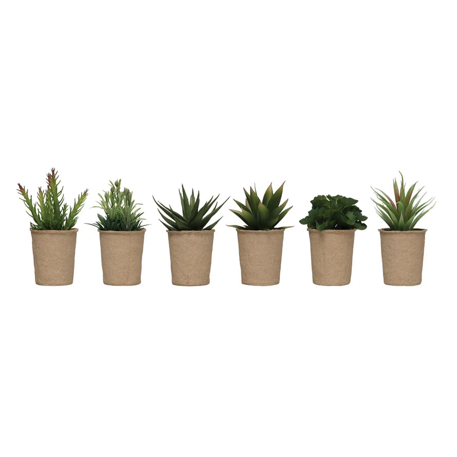 Faux Succulent in Paper Pot