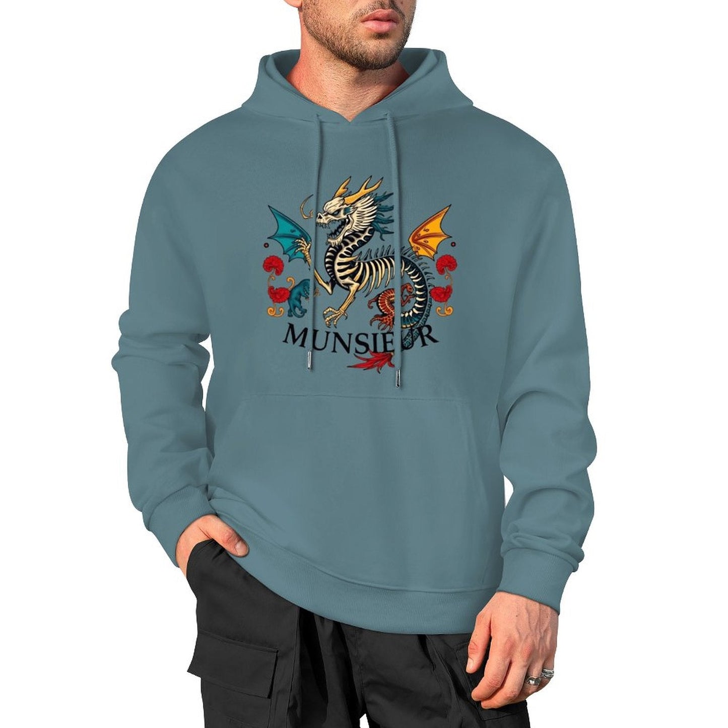 Munsieur Inferno Crest: Dragon Hoodie for Men