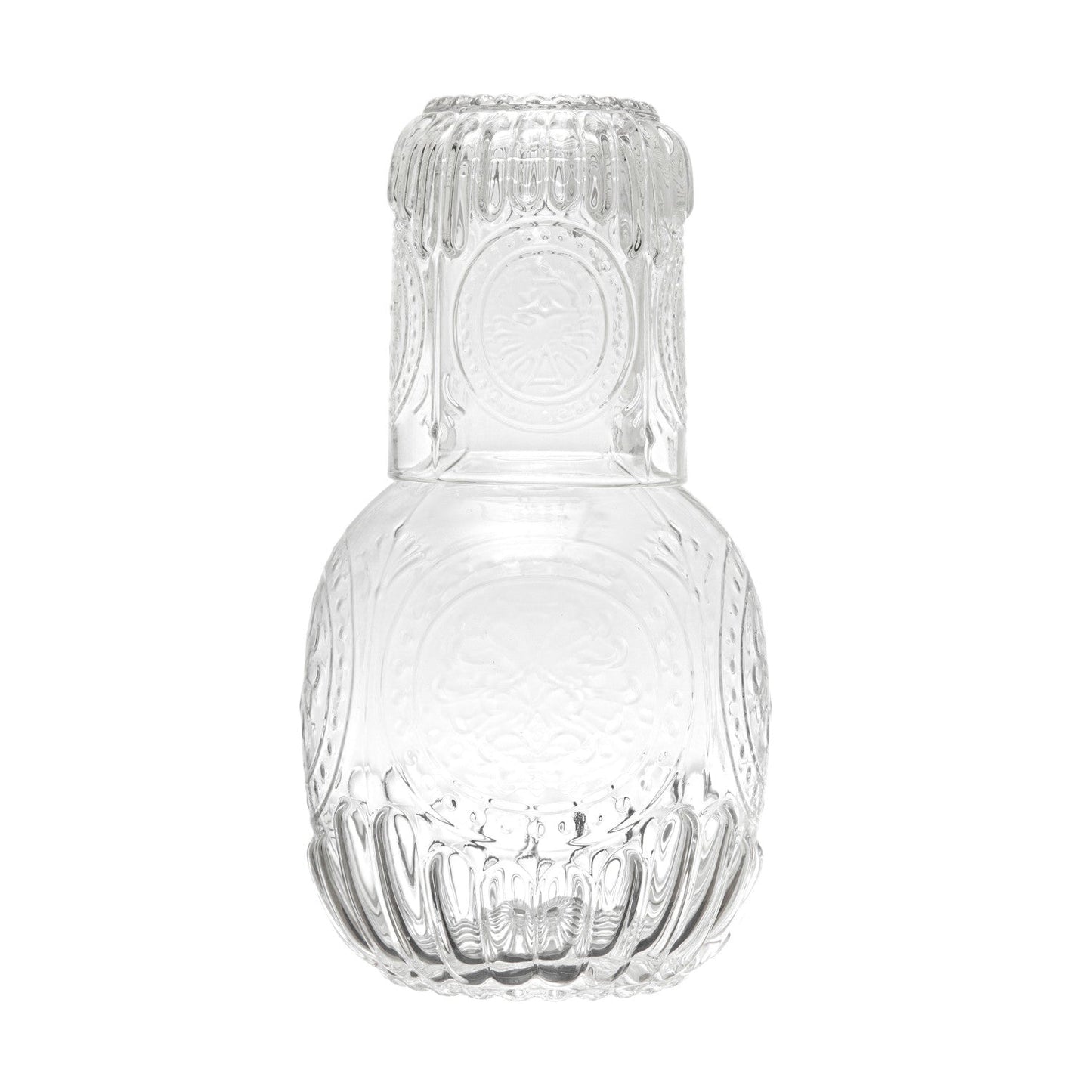 28 oz. Embossed Glass Carafe w/ 8 oz. Glass